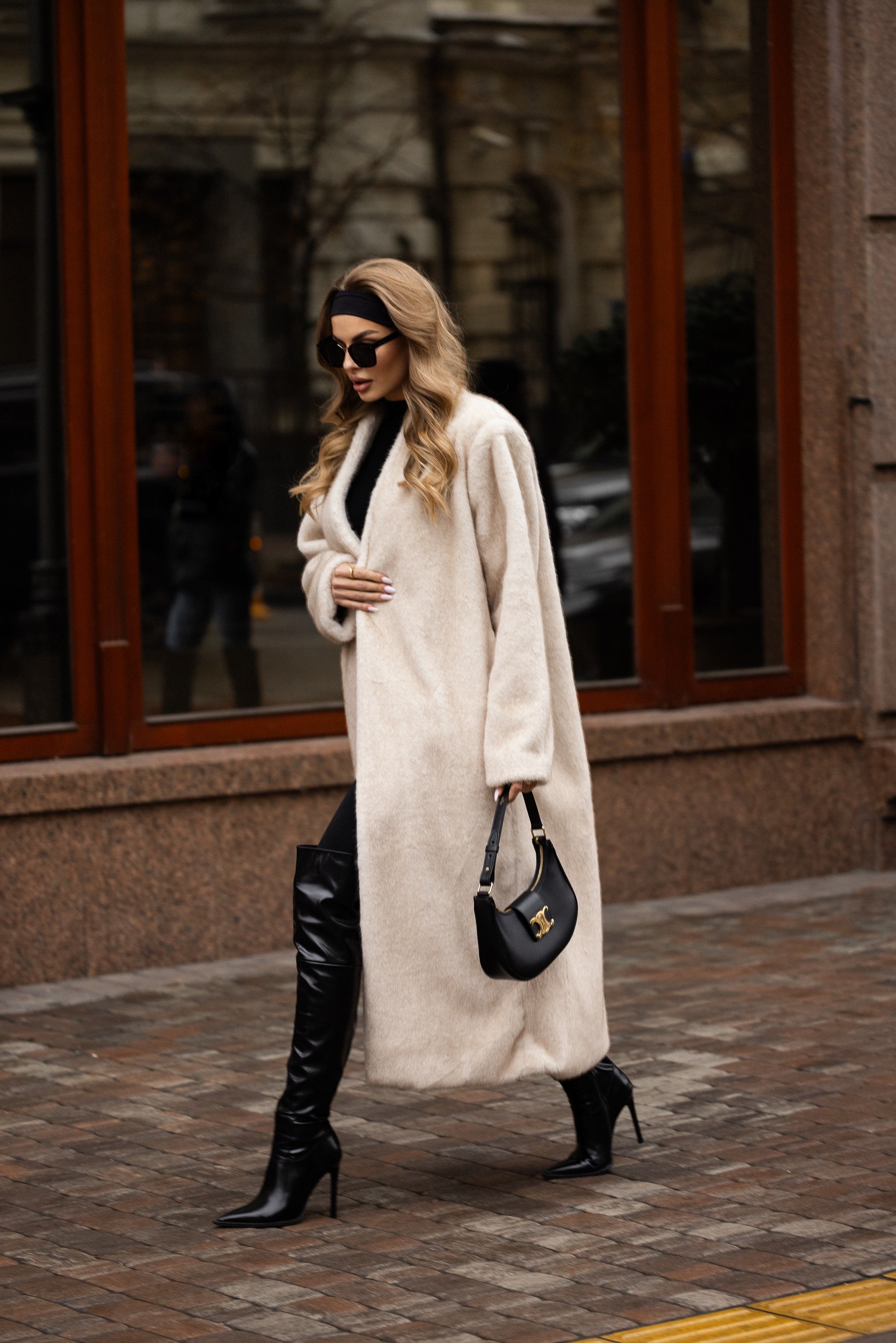 Sylvie Iconic Statement Fiber Coat in Ivory