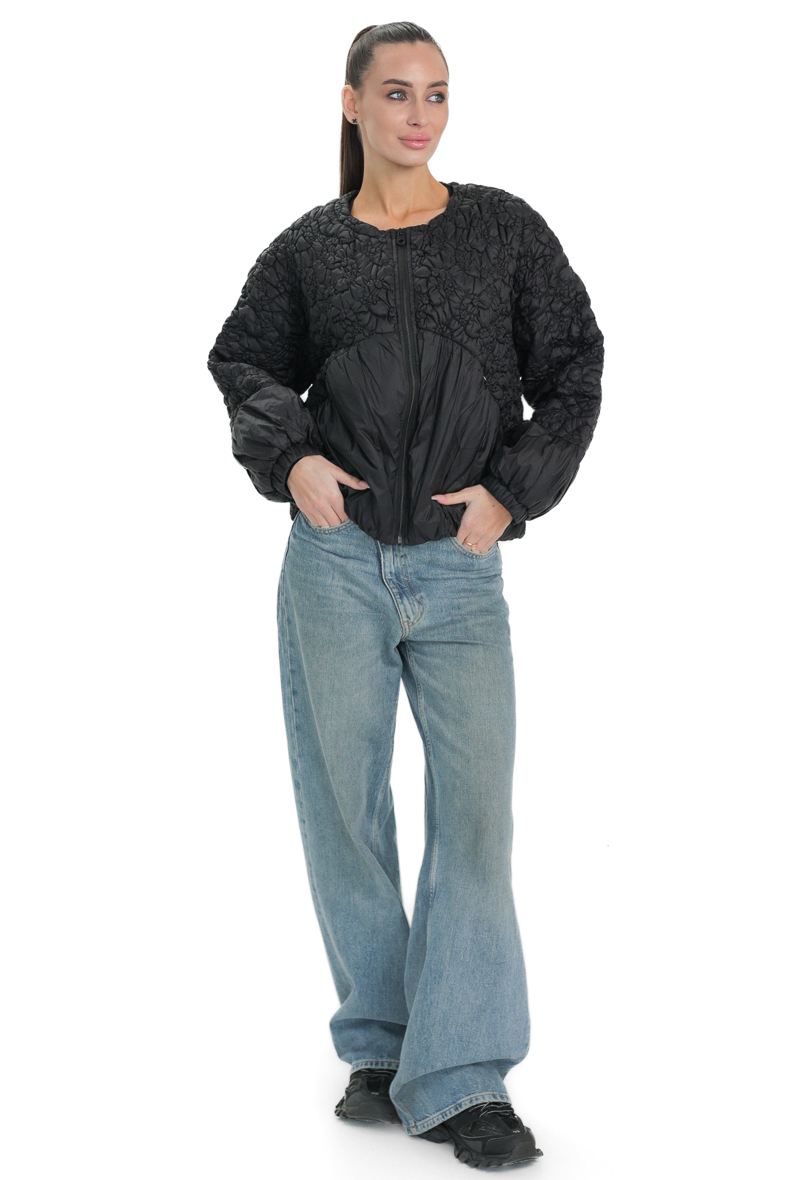 Light Quilted Demi-Season Jacket in Black