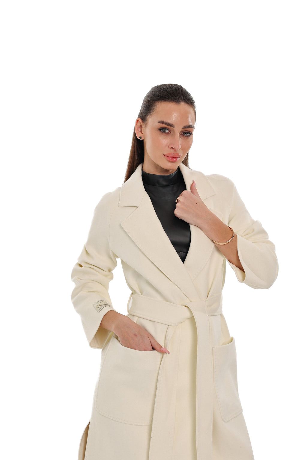 Estelle Classic Cashmere Wool Blend Overcoat in Ivory