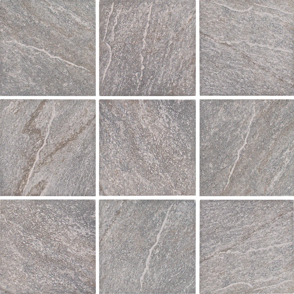 Aquatica Grigio Porcelain Pool Tile 6x6 - Matte Stone Finish