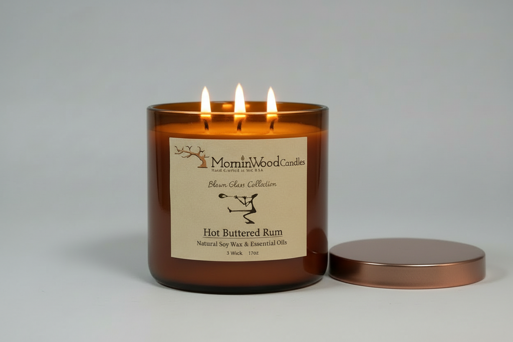Hot Buttered Rum-Soy 3-Wick Blown Glass Collection