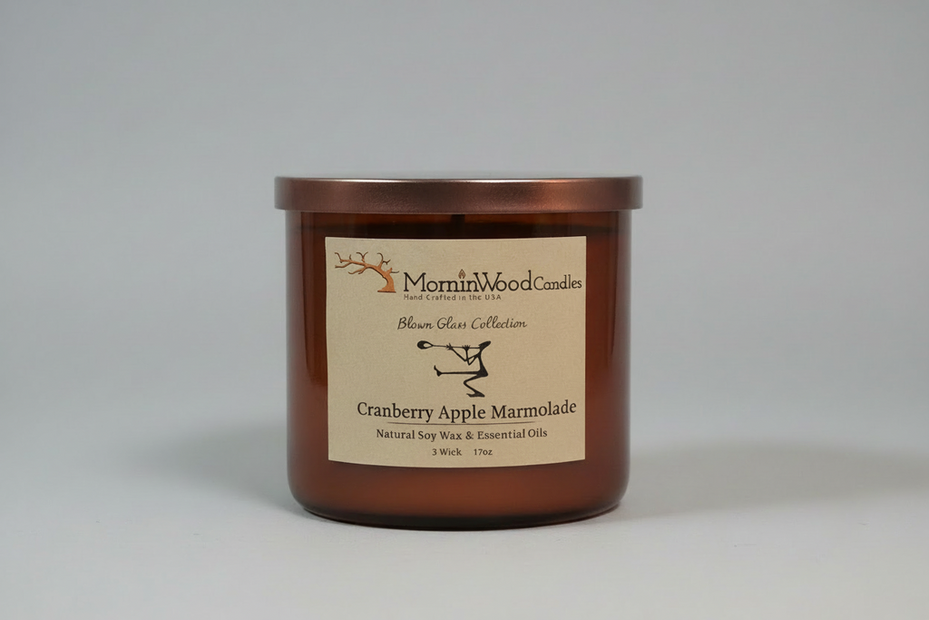 Cranberry Apple Marmalade-Soy 3-Wick Blown Glass Collection