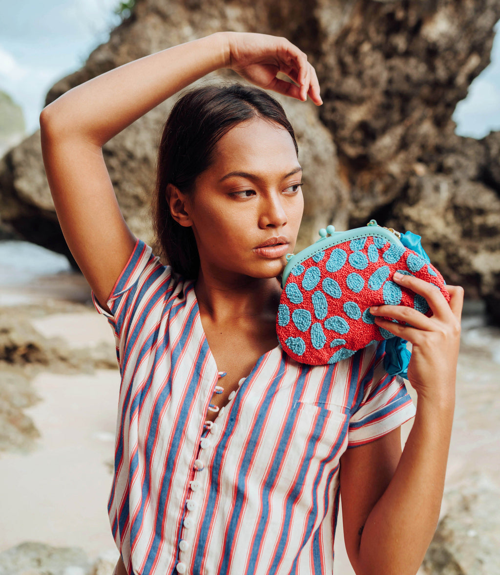 The Arnoldi Ariela Bag In Red & Turquoise Blue