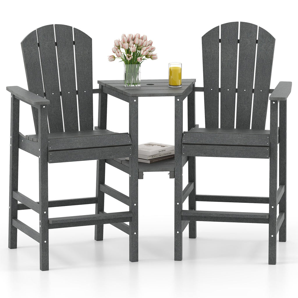 2-Seat Adirondack Chair All-Weather Adirondack Chair with Double Connecting Tray