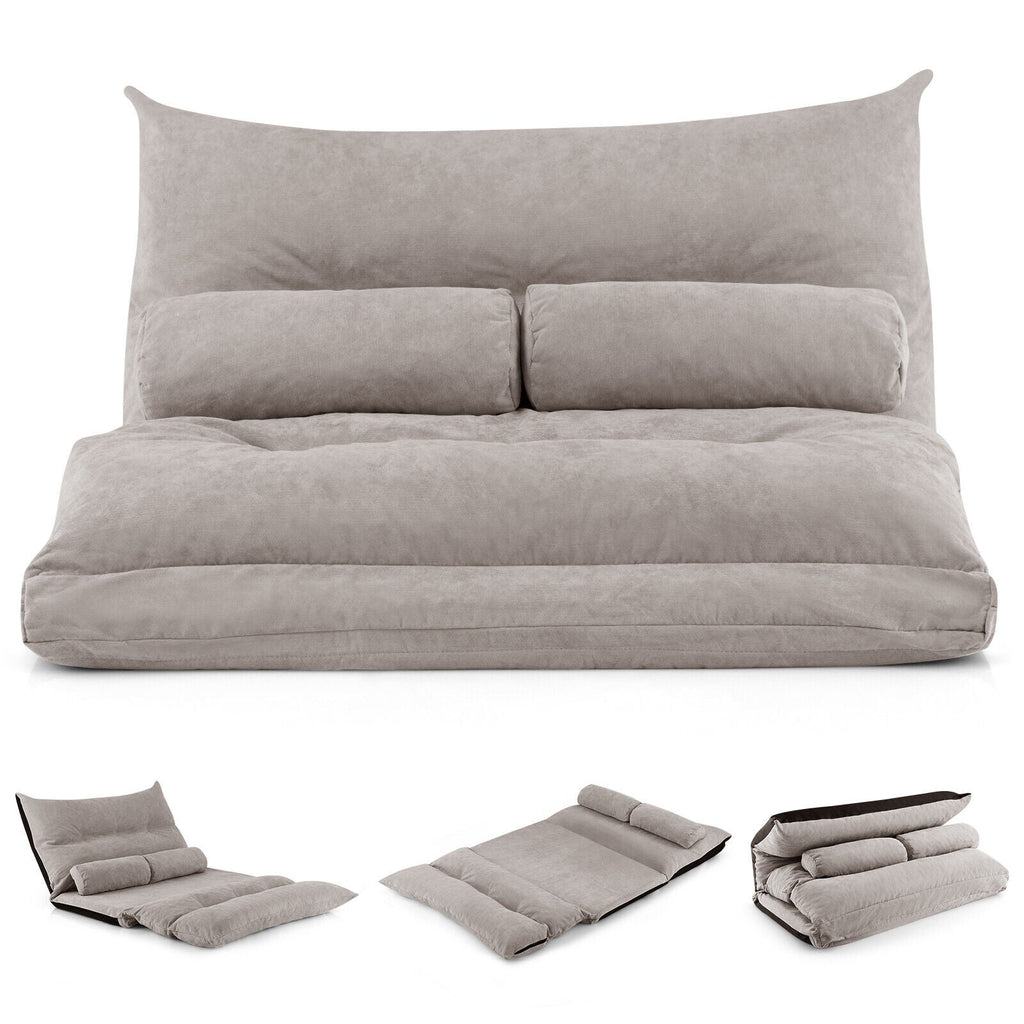 Adjustable Floor Sofa Bed with 2 Lumbar Pillows