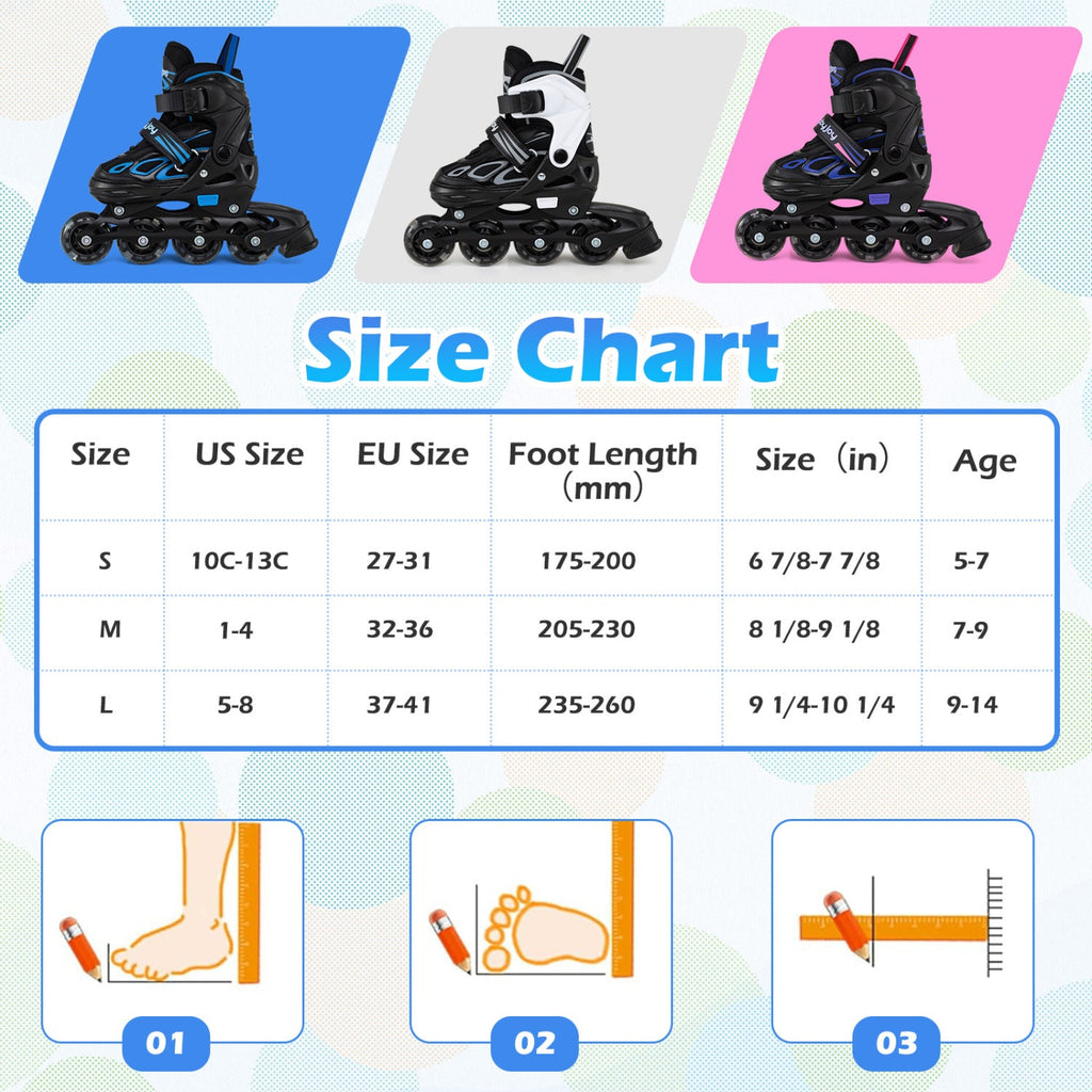 Adjustable Kids' Incline Skates for Boys Girls Ages 5-14