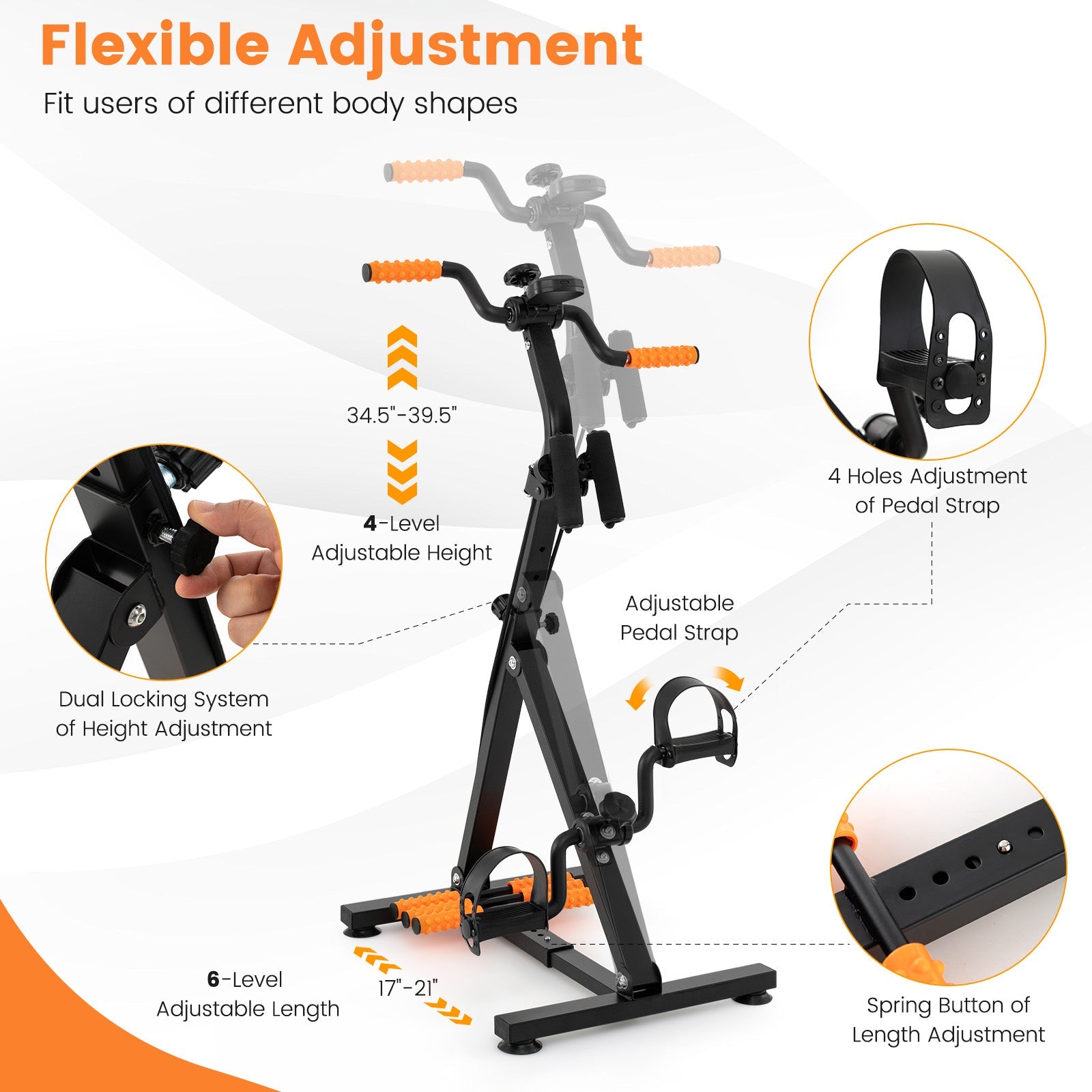 Adjustable LCD Pedal Exercise Bike with Massage-Yellow
