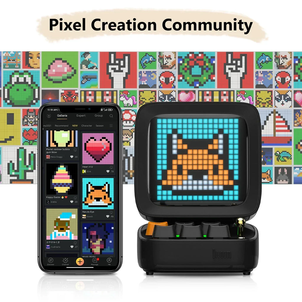 DecorBites™ Ditoo Pixel Art Bluetooth Speaker 15W Output Power App Controlled LED Screen