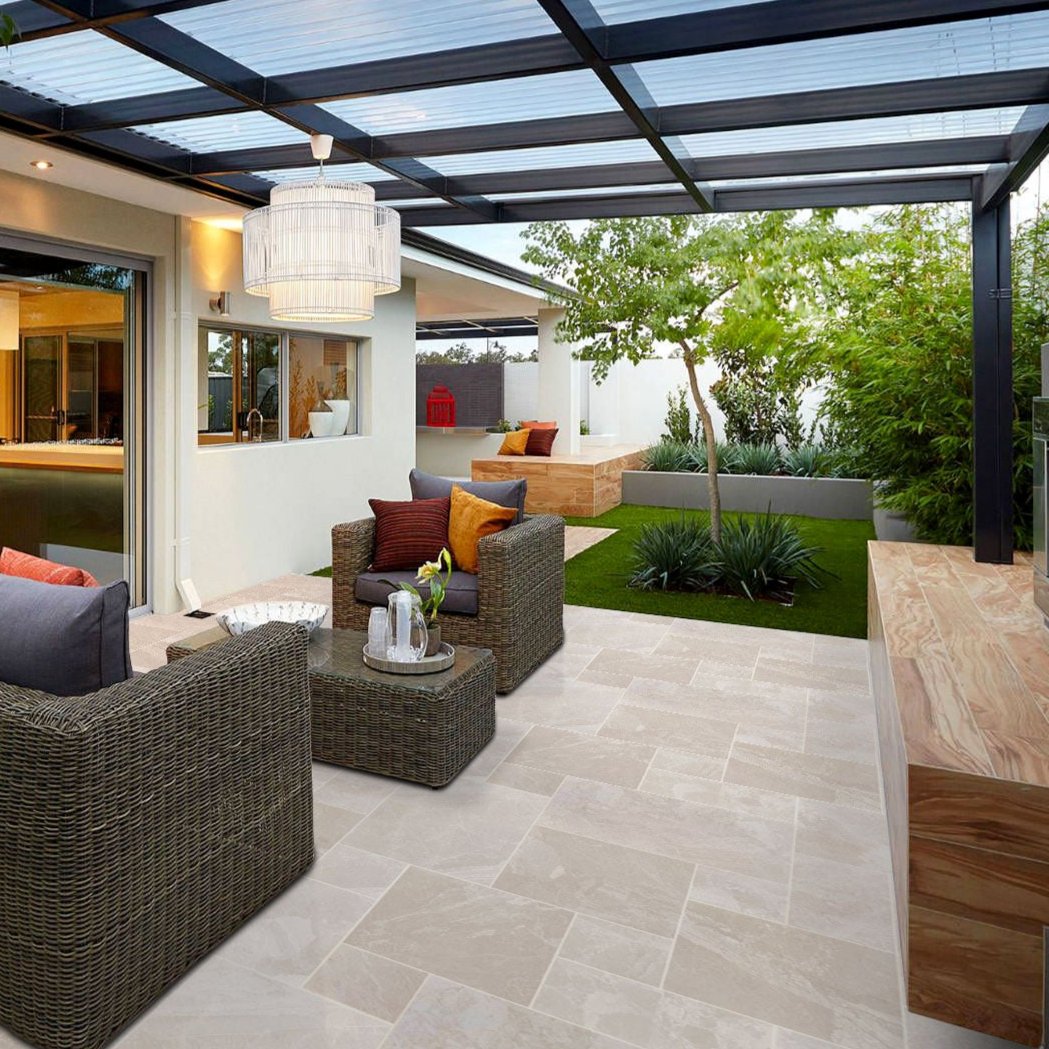 Gray Tumbled Marble Pavers - Aegean Royal Mediterranean Style