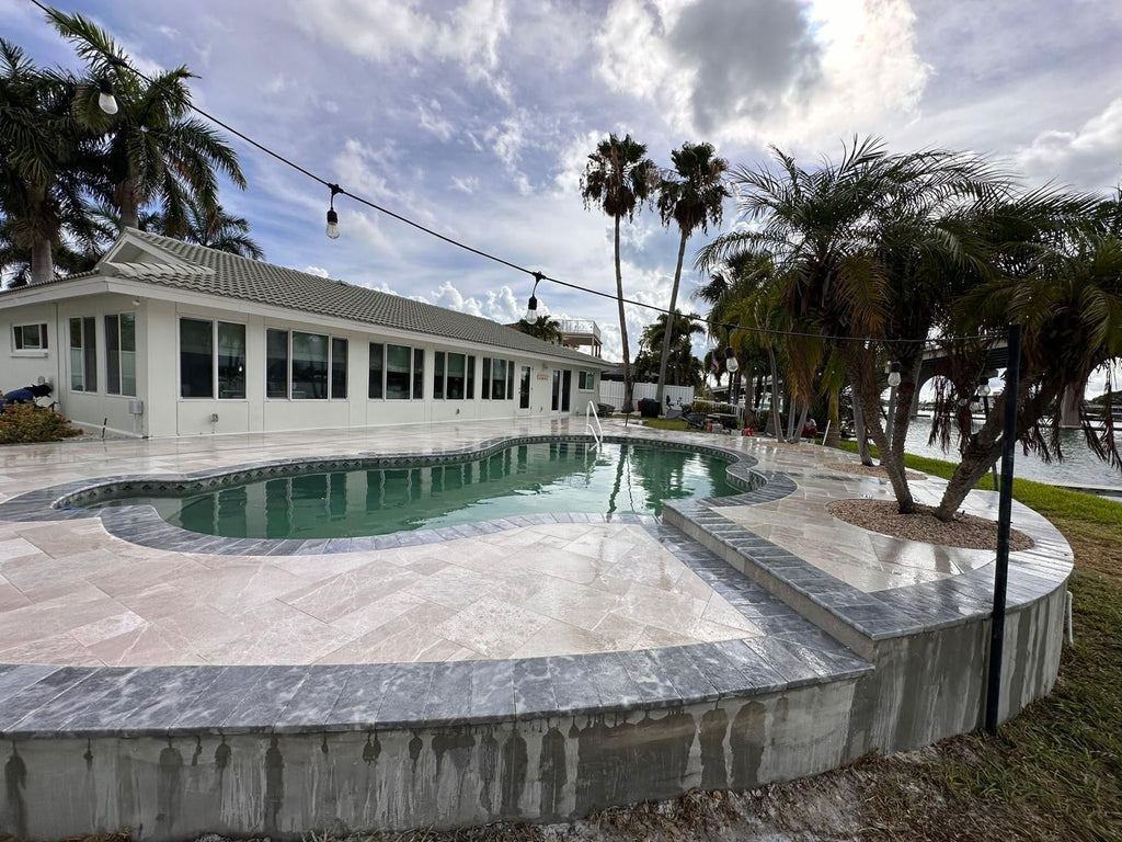 Gray Tumbled Marble Pavers - Aegean Royal Mediterranean Style