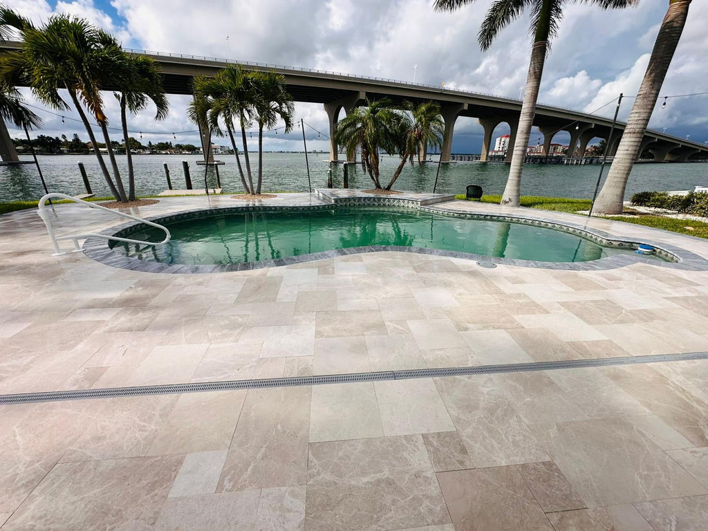 Gray Tumbled Marble Pavers - Aegean Royal Mediterranean Style