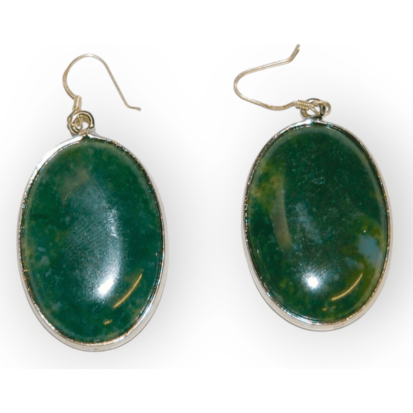 Hook Earring Green Agate Oval