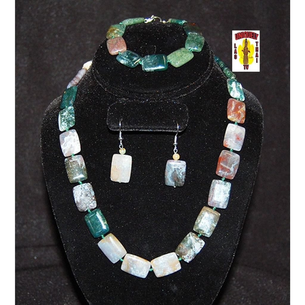 Agate Necklace Earring Jewelry Set