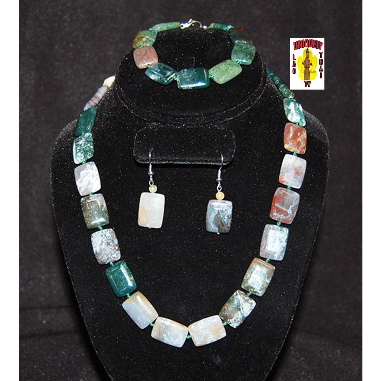Agate Necklace Earring Jewelry Set