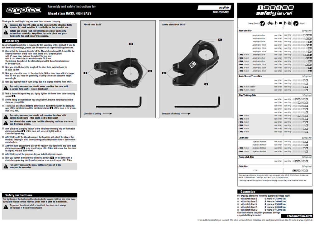 Ergotec Stem Bass 6+ (Ahead 28.6/31.8, 35mm ext, 0° | Black Sandblasted)
