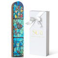 Wood Mezuzah for Door – Artistic Stained Glass Inspiration | Chagall Series