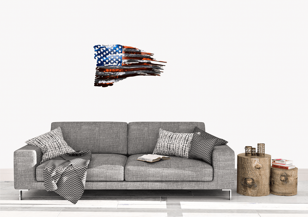 Tattered American Flag Metal Wall Art - Custom Steel USA Decor