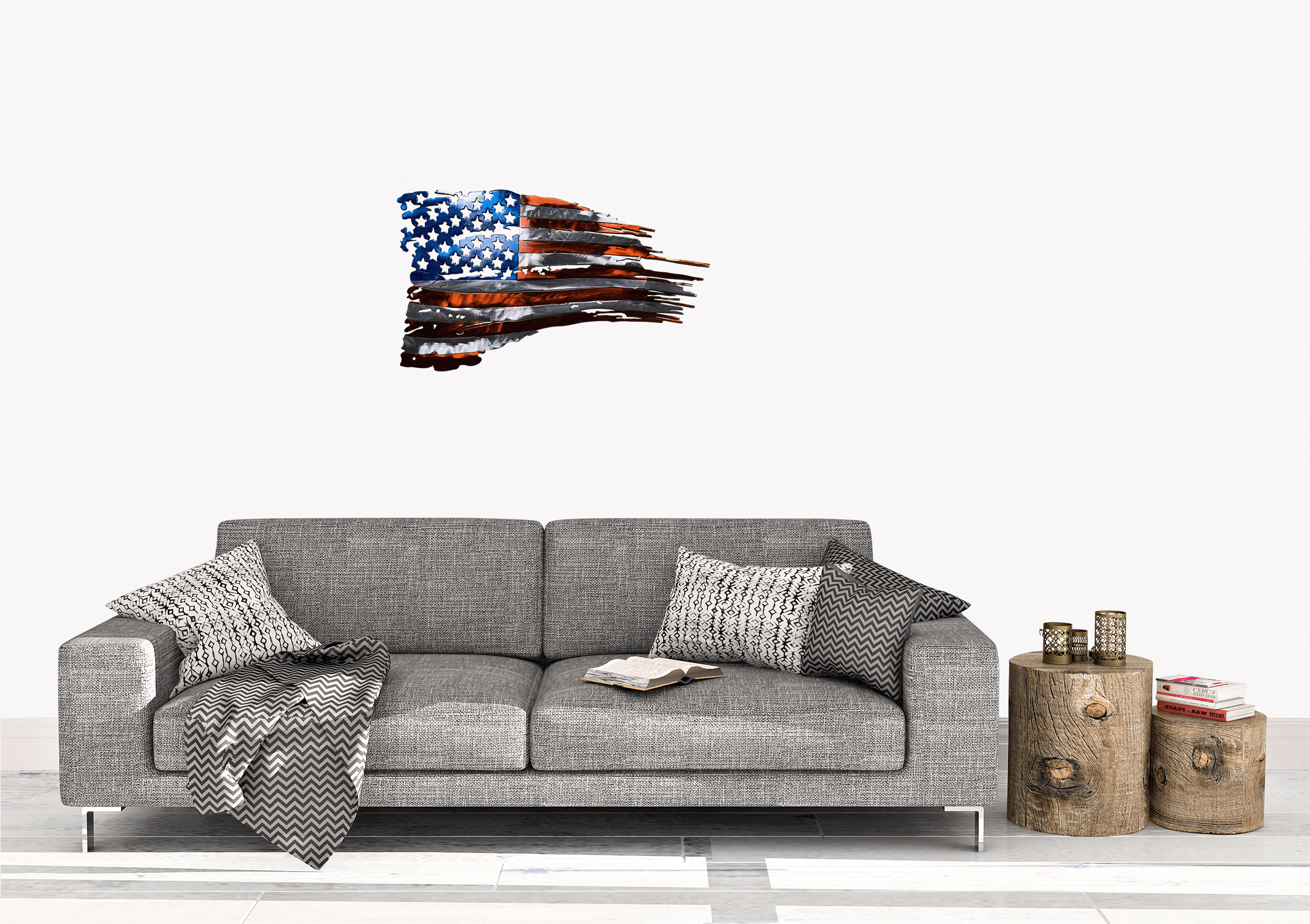 Tattered American Flag Metal Wall Art - Custom Steel USA Decor