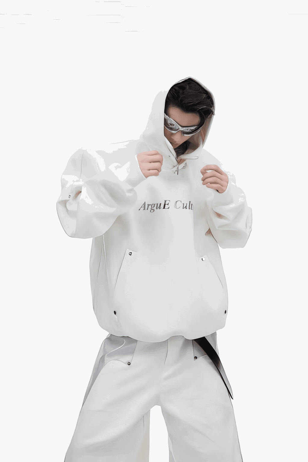American Style Heavy Hooded Sweatshirt – High Collar, Shoulder Pads