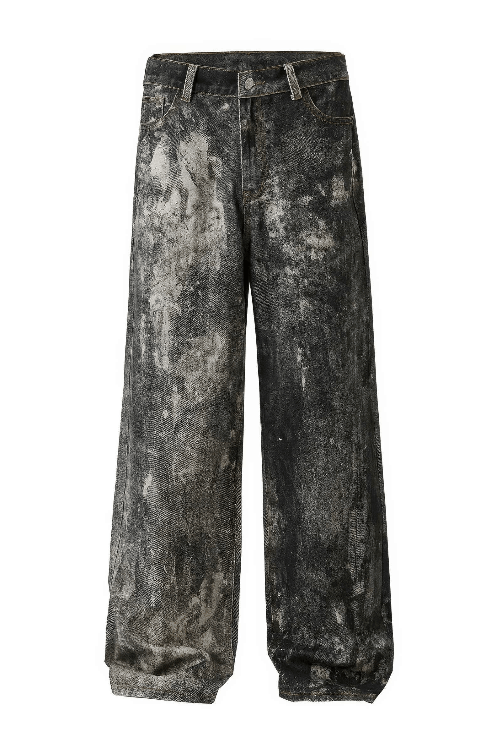 Americana Ink Splash Denim Wide-Leg Pants - Heavyweight Washed Relaxed Fit