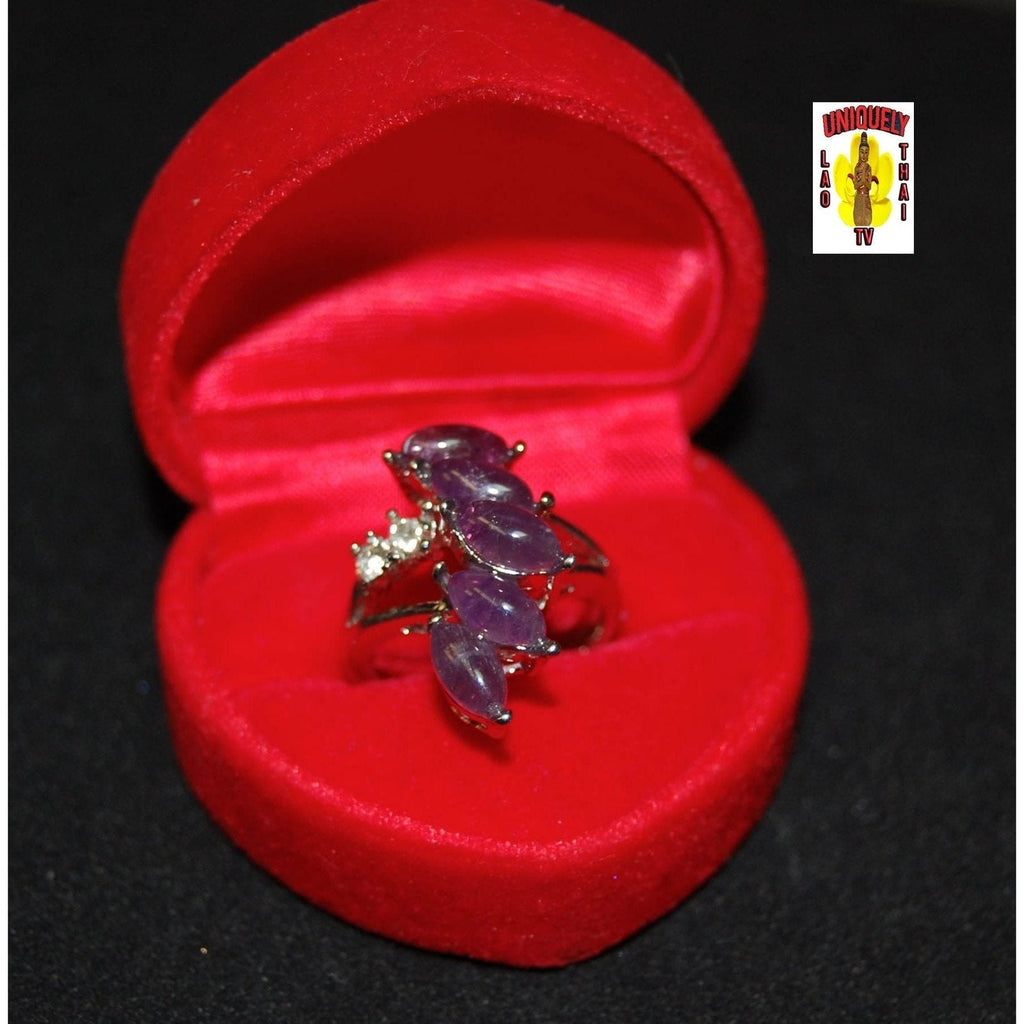 Amethyst and Quartz Finger Ring (Single Ring)