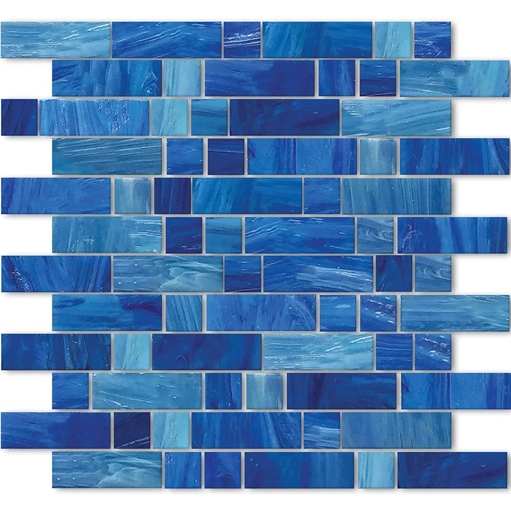 Glass Mosaic Tile Aquatica Aegean Mixed 1x1 1x3 11.75x12 Dash