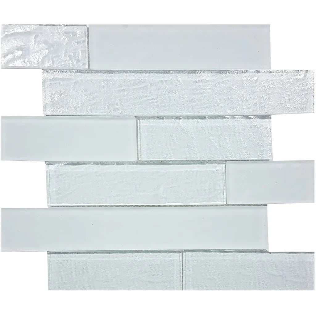Alabaster Glass Brick Look Mosaic Tile 2x6 - Glossy Matte Finish
