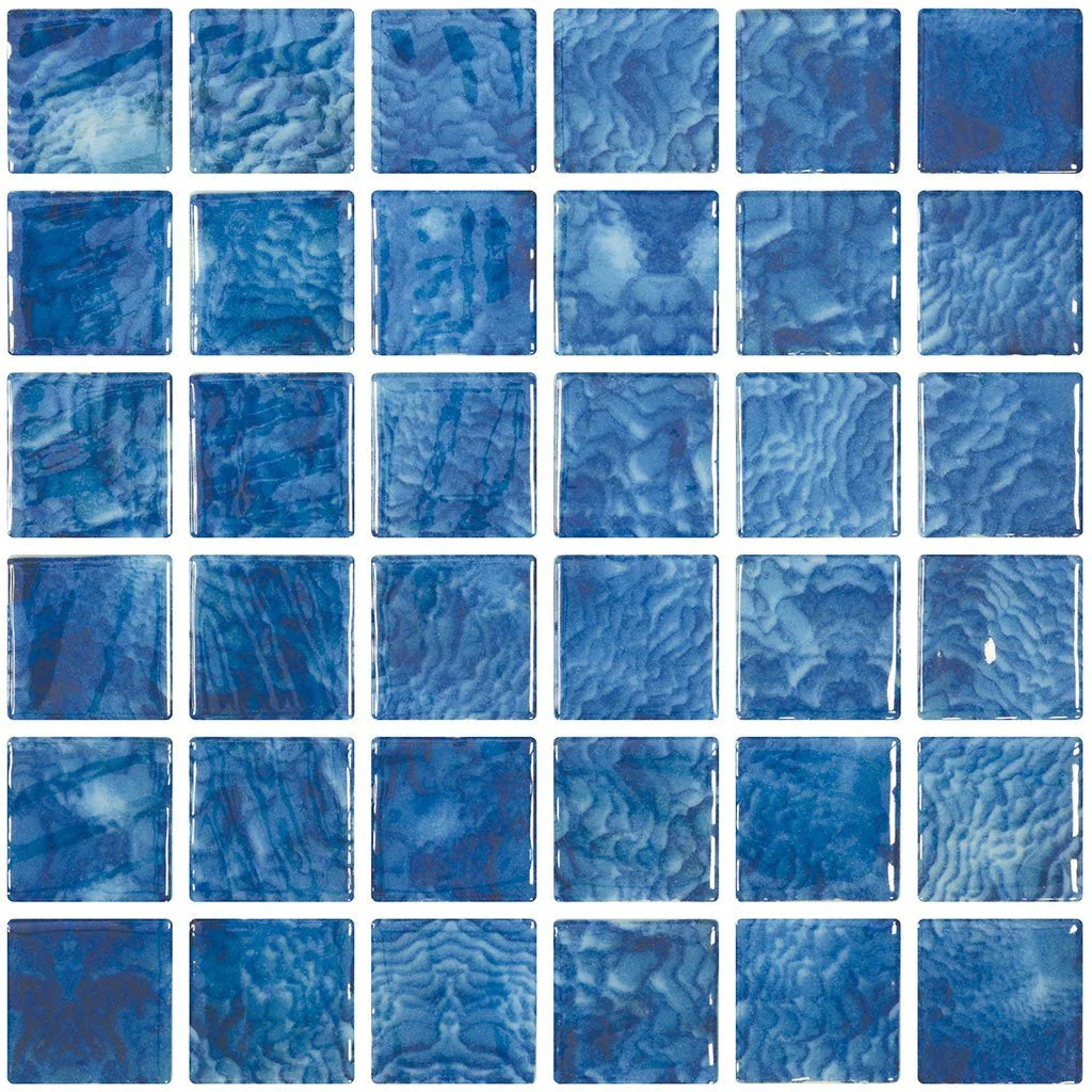Arrecife Blue Glass Mosaic Tile 2x2 Inch - 12.25x12.25 Sheet