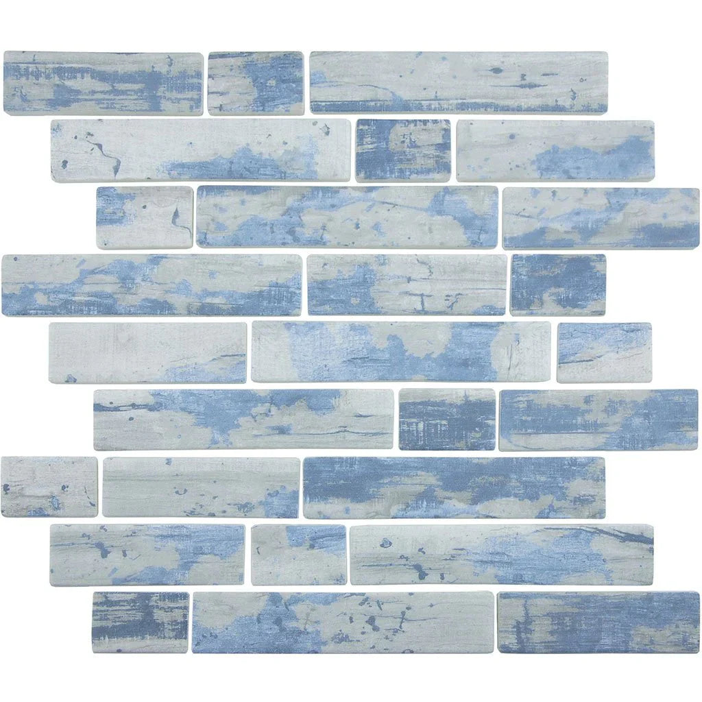 Glass Mosaic Tile Aspen Multi Linear Bark Collection 11.75x11.5