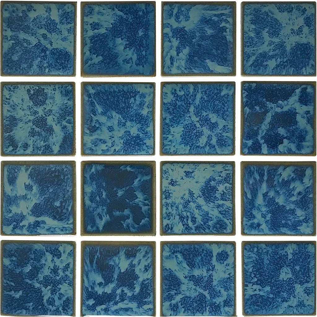 Atlantic Green Porcelain Mosaic Pool Tile 3x3 Inch - Reflection Collection Grade 1