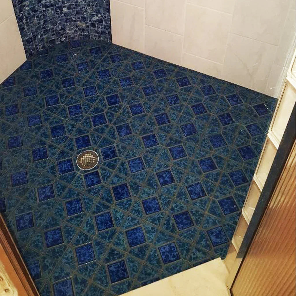 Atlantic Green Akron Porcelain Mosaic Tile 12x12 - Glossy Finish