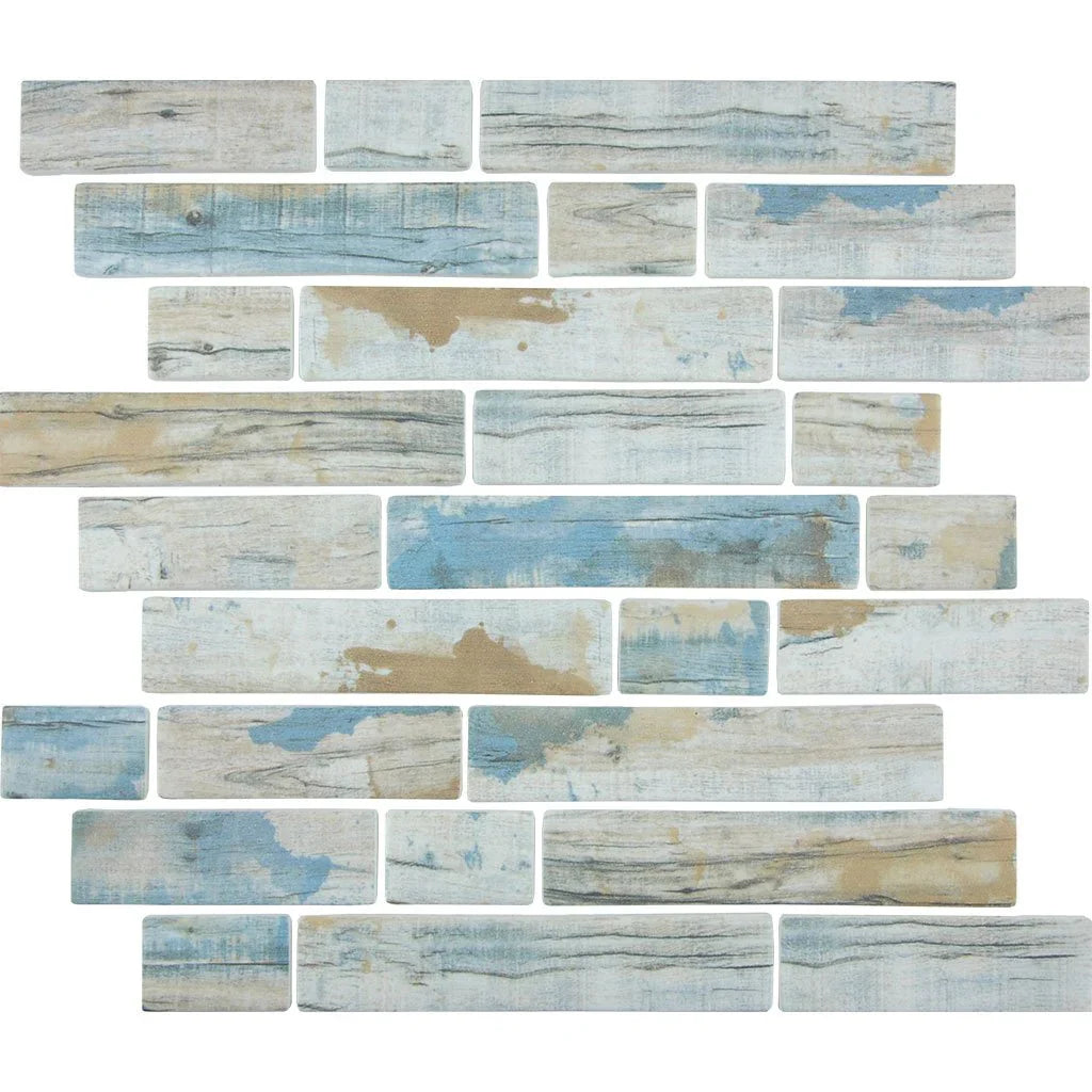 Glass Mosaic Tile Aquatica Bay Multi Linear Bark Collection 11.75x11.5