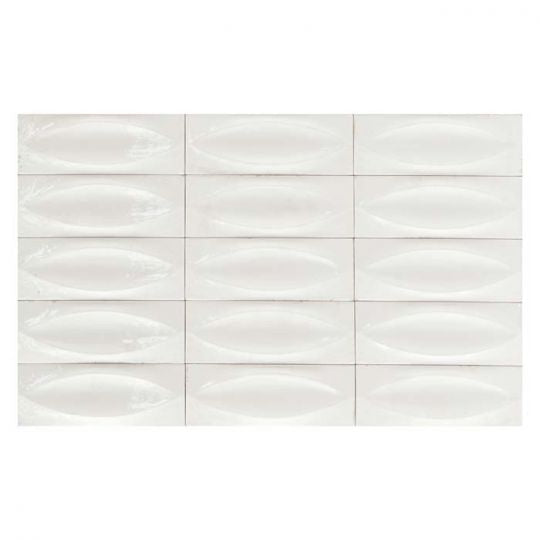 Bianco Porcelain Pool Tile 3D Egg Deco Contemporary Glossy Finish 3x8 Inches