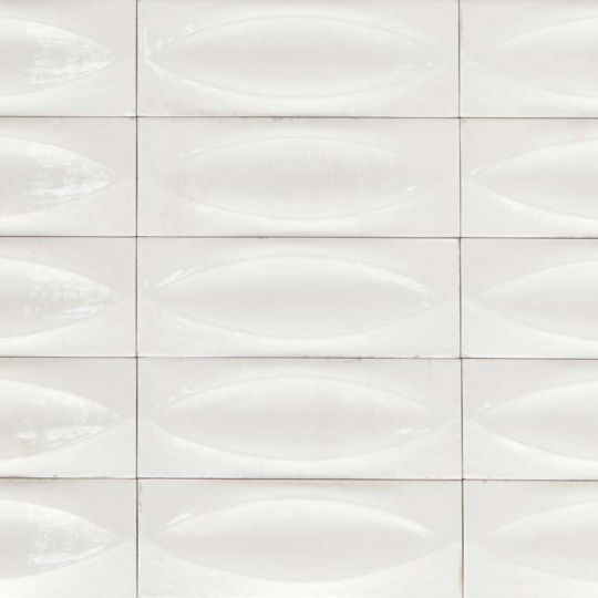 Bianco Porcelain Pool Tile 3D Egg Deco Contemporary Glossy Finish 3x8 Inches