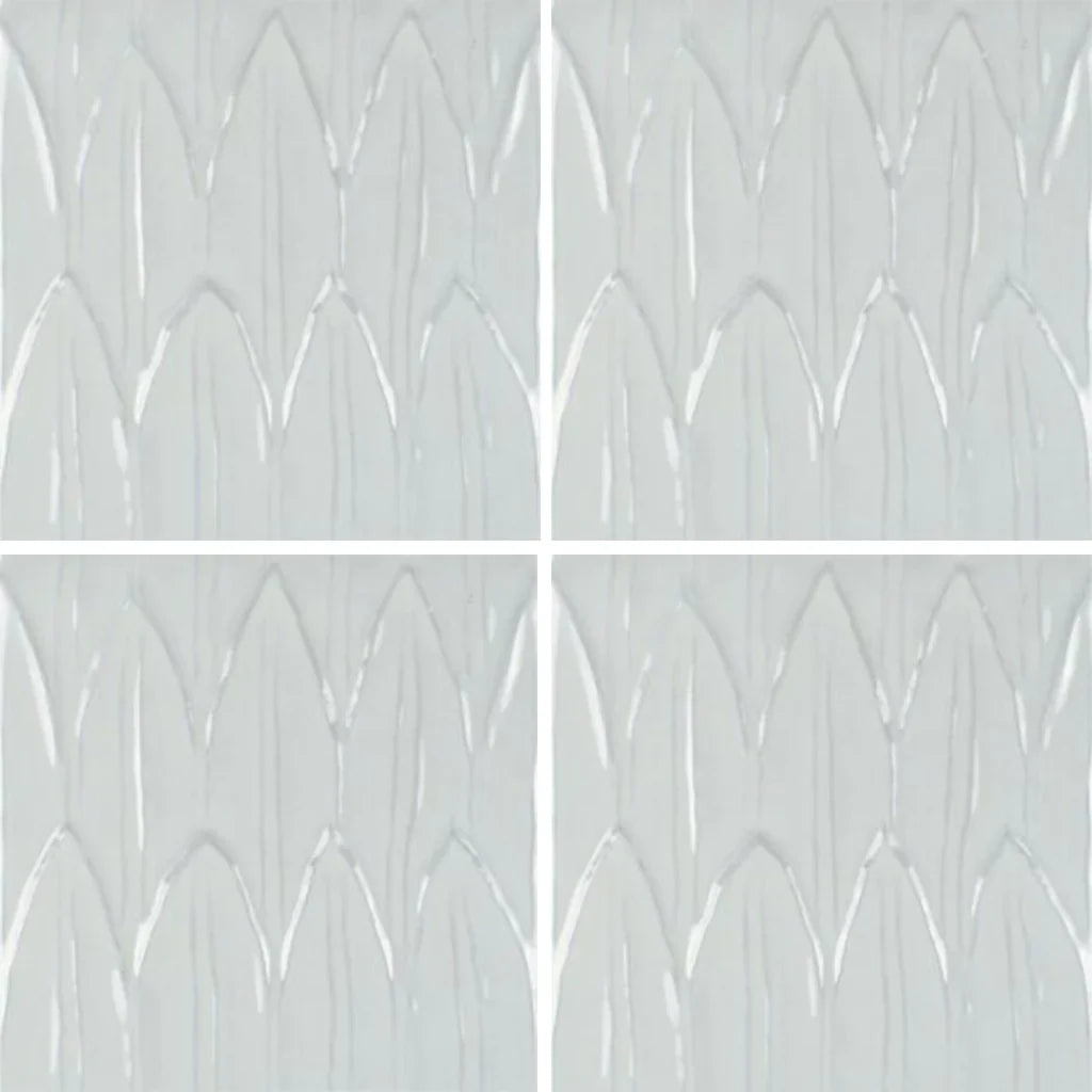 Porcelain Pool Tile Bianco Deco Foglia 6x6 Decorative Leaf Design