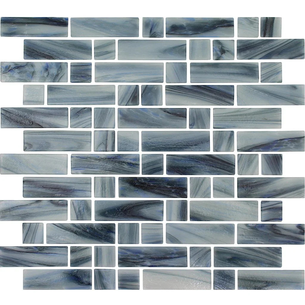 Glass Mosaic Tile Aquatica Biscay Dash Collection - Mixed 1x1 1x3 Sheet 11.75x12