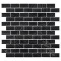 Aquatica Black Glass Mosaic Tile 1x2 Striped Collection 12x12