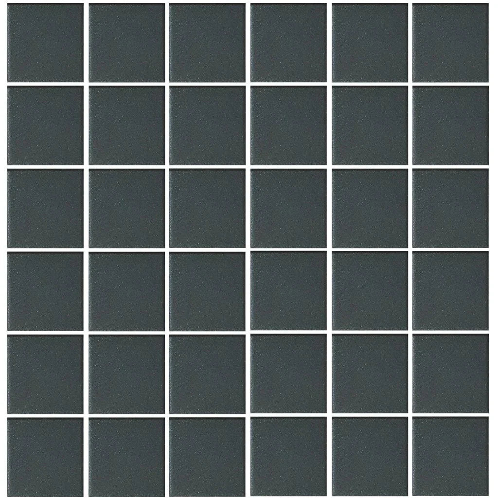 Aquatica Black Porcelain Mosaic Pool Tile 2x2 12x12 - Unglazed