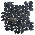 Black Sliced Pebble Mosaic Tile 11.75x11.75 - Refined Flat Finish
