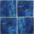 Aquatica Blu Porcelain Pool Tile 6x6 - Waterline Tropical Design Coral II Collection