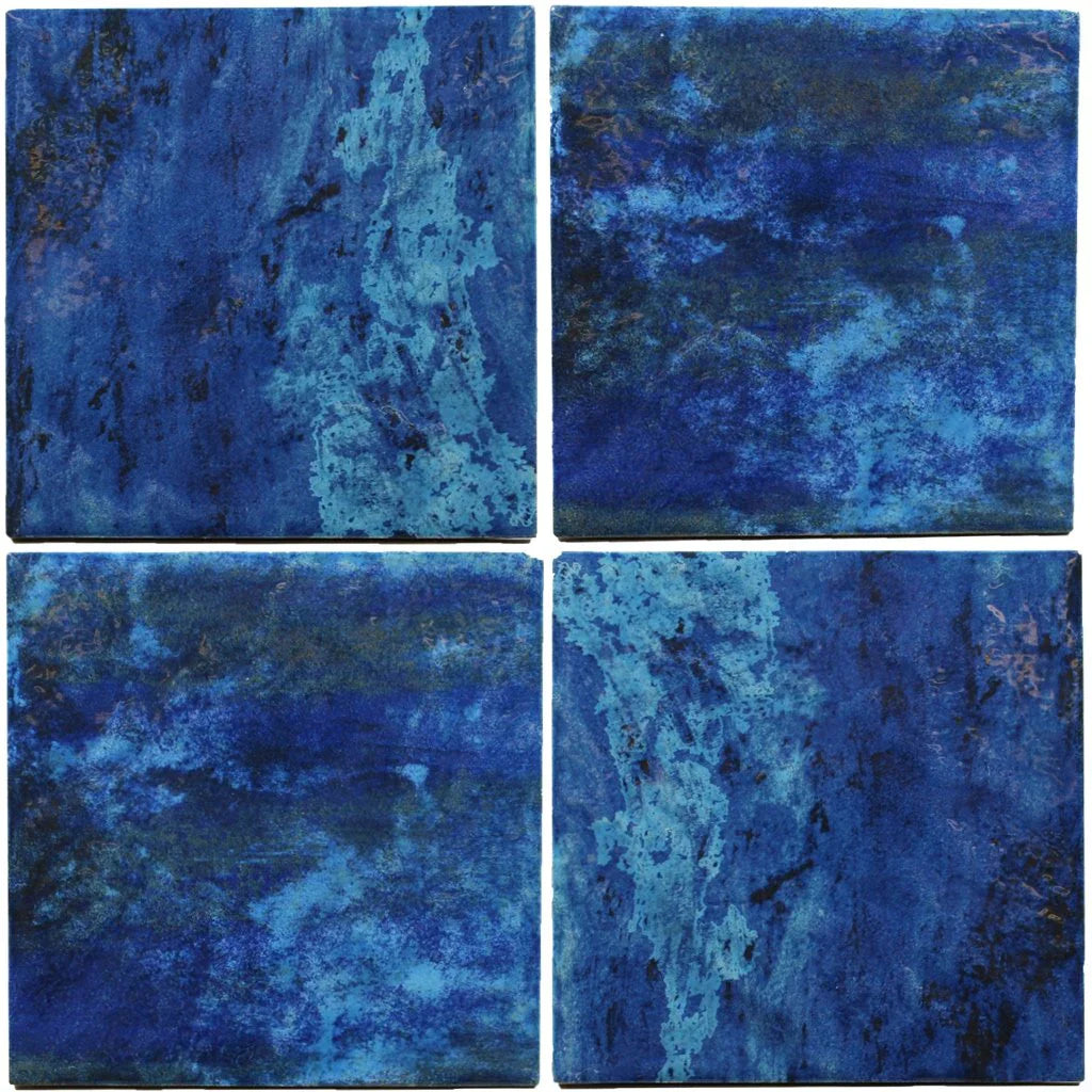 Aquatica Blu Porcelain Pool Tile 6x6 - Waterline Tropical Design Coral II Collection