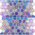 Aquatica Blue Glass Mosaic Hexagon Waterline Trim - Pre-Mounted 12x11.5