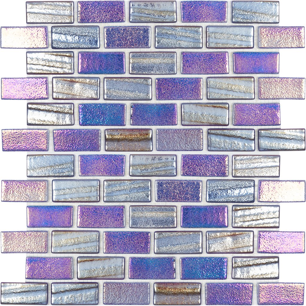 Aquatica Blue 1x2 Glass Mosaic Tile 12x12 Premium Grade 1 Iridescent Illusions Collection