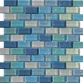 Blue Magic Iridescent Glass Mosaic Tile - 1x2 Inches 12x12 Pool Spa Lux Collection