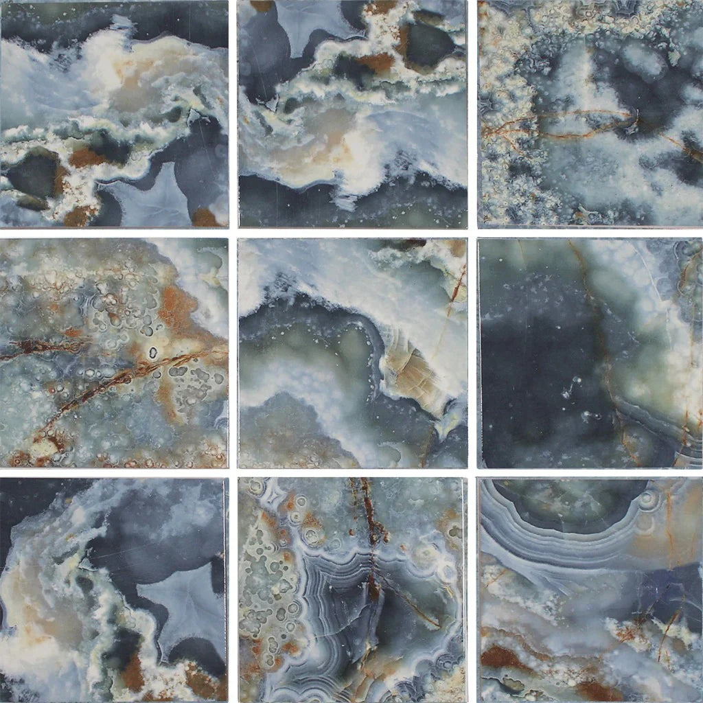Aquatica Blue Porcelain Pool Tile 6x6 Semi Glossy Water Resistant Cross Collection
