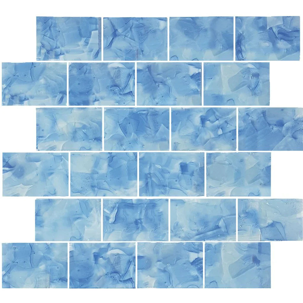 Bluebell Glass Mosaic Tile - 2x3 Inch Pieces on 11.75x11.75 Sheet Flower Collection