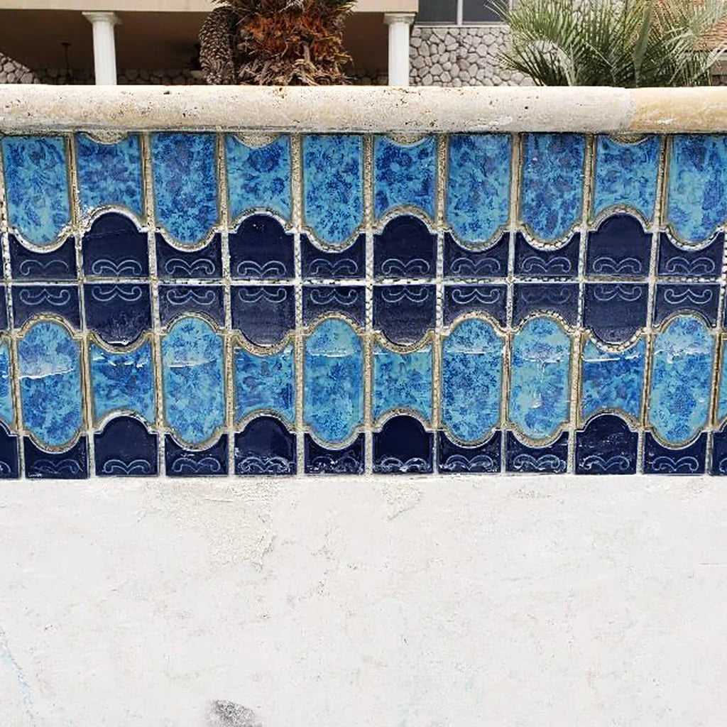 Porcelain Mosaic Tile Caribbean Blue 12x12.5 - Pool Rated Botanical Grade 1