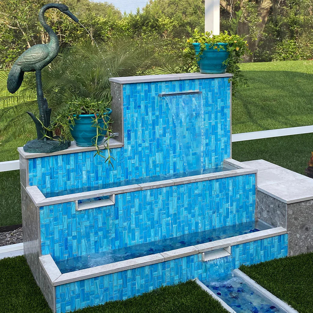 Aquatica Caspian Glass Mosaic Tile 1x1 1x3 Mixed 11.75x12