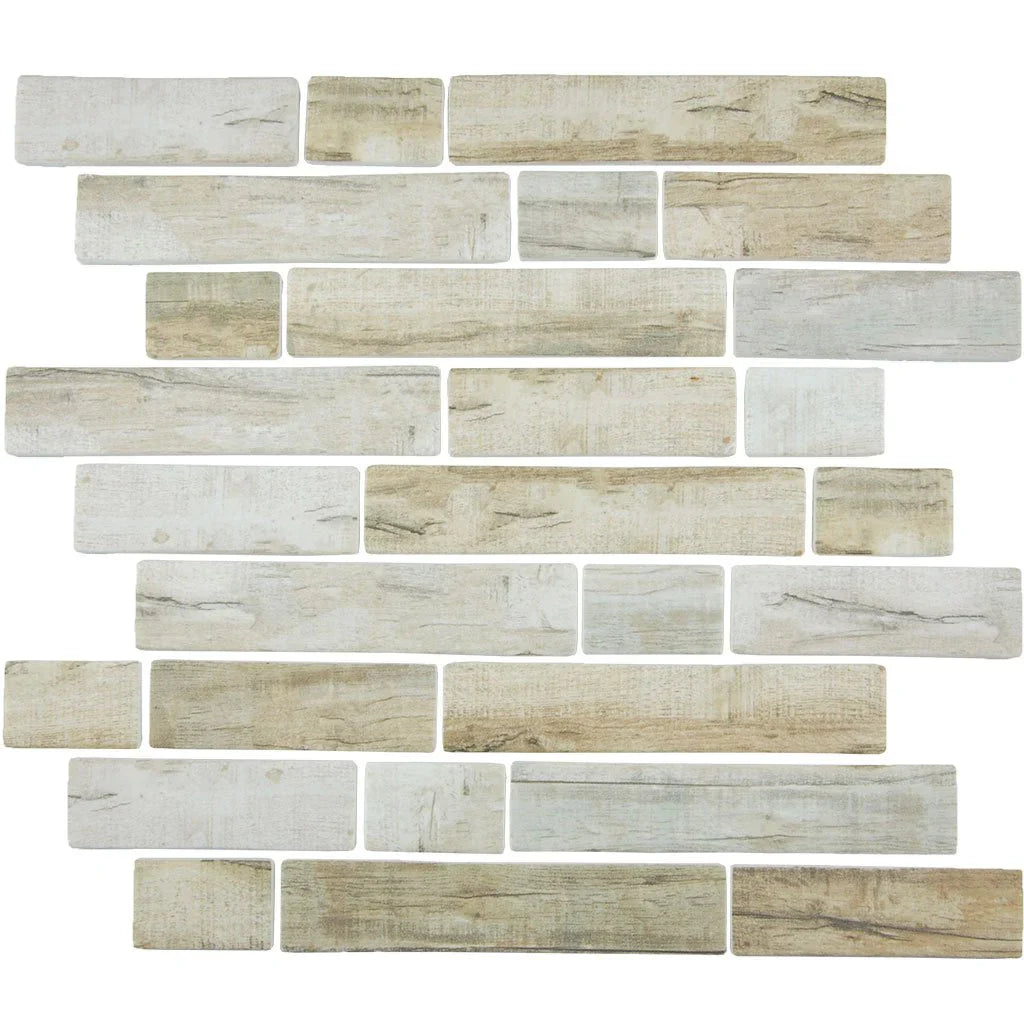 Cinnamon Multi Linear Glass Mosaic Tile 11.75x11.5 Bark Collection