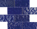 Cobalt Blue Glass Mosaic Tile 3x6 Sheet - Lightwaves Collection